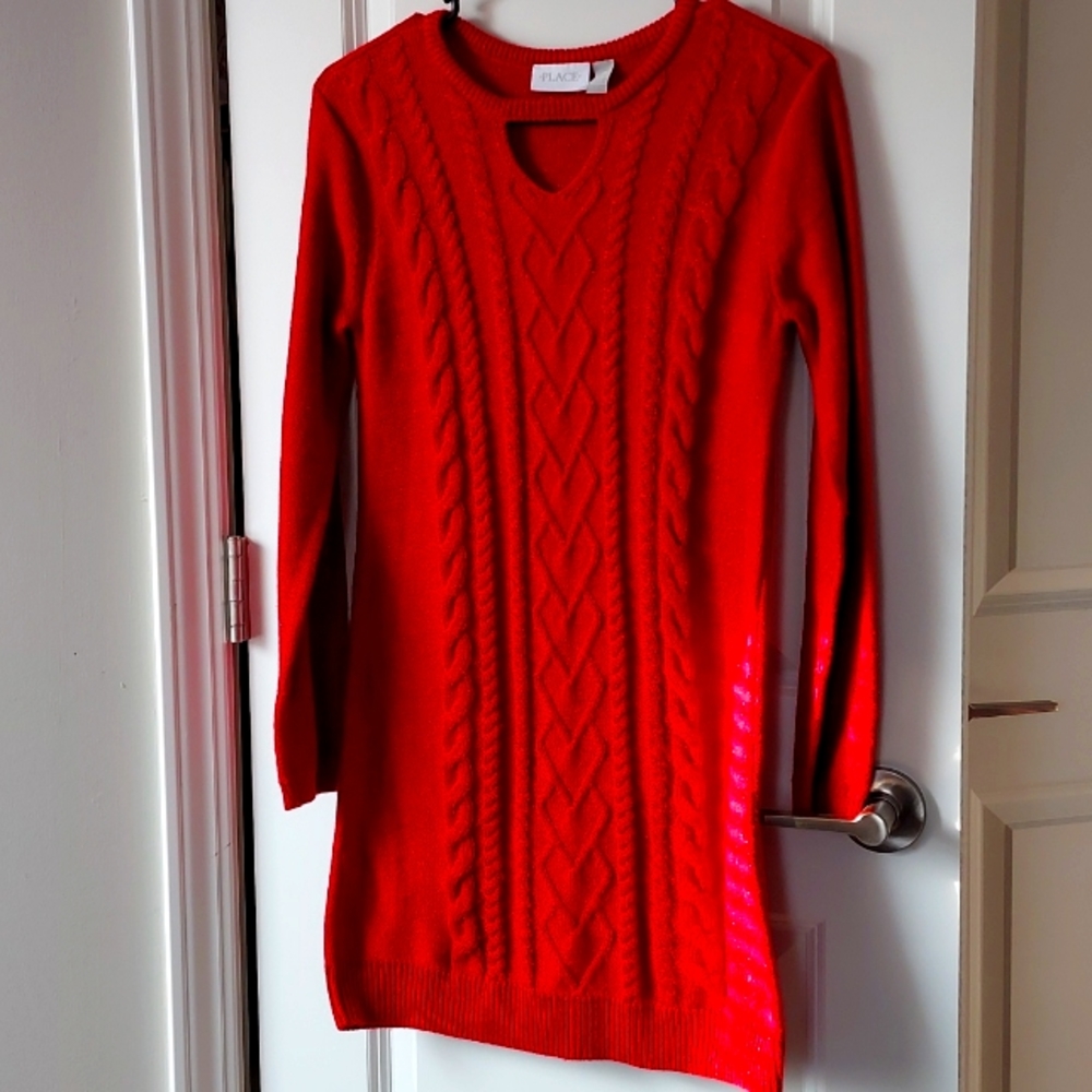 PLACE long sleeve RED sweater dress with little pee hole size 14